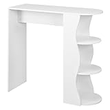 WOLTU Tavolo da Bar, Bancone da Bar con 3 Ripiani, Tavolo Penisola per Cucina, Tavolo per la Colazione, per Pub, Bistrot, in Legno Ingegnerizzato, Bianco, 110x40x107cm, BT48ws