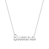 cotigo Collana con Nome in Acciaio Inossidabile - Ciondolo con Nome Personalizzato Collana in Argento o Dorate - Regali Personalizzati per Le Donne San Valentino amore (Susana-Argentato)