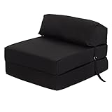 Ready Steady Bed Comoda Sedia Pieghevole Z-Fold | Divano Letto Futon Leggero 168x60cm | Resistente all acqua Letto Pieghevole con Poggiatesta | Materasso Zbed dal Design Ergonomico (Nero)