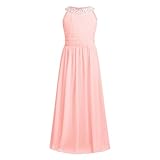 iEFiEL Vestito da Cerimonia Bambina Elegante Vestito da Principessa Ragazza Abito da Sera Sposa Compleanno Wedding Matrimonio Damigella con Paillettes Strass 3-16 Anni Rosa A 12 Anni