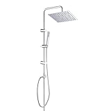 Görbach Colonna Doccia idromassaggio Colonna Doccia Acciaio Inox Senza Miscelatore Fori Muro Regolabili Asta Doccia Saliscendi Gruppo Doccia a Colonna Con Soffione e Doccetta 25 * 25 Quadrato