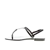 Saint Laurent Donna Sandalo Infradito Cassandra Flat in Vernice Nero con Strass Color Nero Size 37