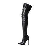 Stivali Alti Donna Stivali da Donna sopra Il Ginocchio Serpent Sexy Fashion Nightclub Scarpe con Tacco Alto (37,Nero)