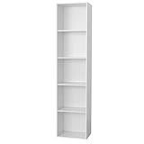 Gardenia Libreria Scaffale, Legno, Bianco, 5 Ripiani