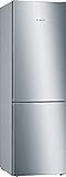 Bosch KGE36ALCA Serie 6, Frigorifero combinato da libera installazione, LowFrost, Cassetti VitaFresh, Tecnologia Inverter Intelligente, Acciaio, 186x60 cm