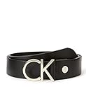 Calvin Klein CK ADJ.Logo Belt 3.5CM K60K602141 Cinture, Nero (Black Leather & Light Gold Buckle), 85 Donna