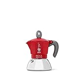 Bialetti Caffettiera Moka Induction, 2 Tazze (100 ml), Adatta a Tutti i piani cottura, Design Elegante, Rosso