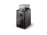 De Longhi KG79 Macinacaffè elettrico, Macinacaffè professionale a Pressione con 16 Livelli di Macinatura, Pulsanti soft touch, Fino a 12 tazze, Dispositivo di sicurezza, Nero