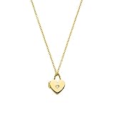 Collana Medaglione Heartbeat PURELEI® (oro), Collana donna in acciaio inossidabile e resistente, Collana con ciondolo a cuore e pietra, waterproof, lunghezza 40/45 cm