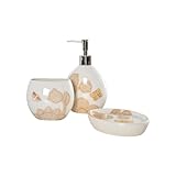 Yofab Set di 3 Bottiglie di Sapone per Le Mani Creative per Bagno in Ceramica, Bottiglia per lozione per Doccia in Ceramica, Bottiglia per Dispenser di Sapone per Le Mani