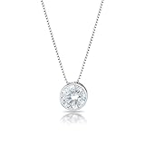 inSCINTILLE Punto Luce Collana Donna Argento 925 a Cipollina con Pietra di Zirconia Cubica (Catena Argento – Diametro: 4 mm)