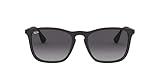 Ray Ban RB4187 Chris - Occhiali Da Sole per Uomo, Nero Grigio Sfumata, Taglia 54/18