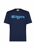 Blauer T-Shirt con Logo Sfumato