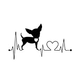 Impermeabile Battito Cardiaco Monitor Lifeline Chihuahua Cane Decalcomania Auto Vinile Adesivo Decorativo (Nero)