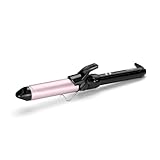 BaByliss C332E Ferro Arricciacapelli da 32mm, Satin touch, 10 temperature, Supporto integrato, Nero e Rosa