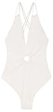 Women secret White Jacquard Swimsuit with Ring Costume a Slip, Avorio, L Donna