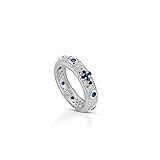 Anello Rosario in Argento 925% Pavè Uomo/Donna Unisex con Croce Zirconi Diverisi Colori Taglio Diamante (Blu, 14)