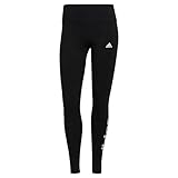 adidas Donna Essentials High-Waisted Logo Leggings, Black/White, L