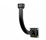 CLICLED Staffa Palo Curvo Per Lampione Stradale 60cm Supporto Curvo Faro Appoggio Muro Nero