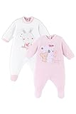 Chicco Set Tutine In Ciniglia Con Piedino Unisex - Bimbi 0-24, Rosa, 0-3 mesi