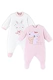 Chicco Set Tutine In Ciniglia Con Piedino Unisex - Bimbi 0-24, Rosa, Prematuro