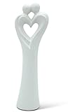 Elegante scultura cuore coppia - coppia innamorata a forma di cuore fatta di ceramica in bianco per la decorazione - Moderna figura 28cm come simbolo di amore e felicità - regalo di alta qualità
