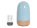 Homedics Ellia Diffusore di Aromi e Oli Essenzial, Ultrasonico, Ceramica e Legno, Umiditá Lenitiva Riduce l’Aria Secca, Luci Ambient, Campioni di Oli Inclusi, Verde