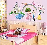 ufengke® "Castello Princess Principessa e Principe Adesivi Murali, Camera dei Bambini Vivai Adesivi da Parete Removibili/Stickers Murali/Decorazione Murale