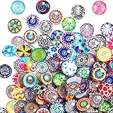 Litensh 100 cabochon decorativi in vetro, 12mm cabochons di Vetro Mosaico Stampato per braccialetti collane anello orecchini gioielli e mestiere fai da te Mezzo Tondo di bigiotteria