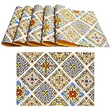 Set di 6 Tovagliette Americane Lavabili in 100% Cotone, Tovagliette Colazione Americana in Stile Maiolica 45x30 cm con Diverse Decorazioni e Colori