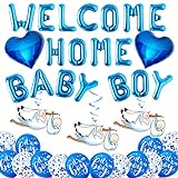Welcome Home Baby, Palloncino Welcome Home, Cicogna nascita per esterno, Welcome Baby, Baby Shower Deco Boy