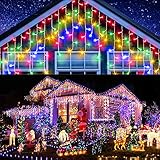 Elegear Luci Natale Esterno Cascata 10M 400LED Colorate con 8 Modalità di Illuminazione, Impermeabile, Tenda Luminosa per Patio Giardino, Decorazioni Natalizie