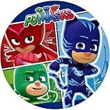 CIALDA in ostia Disney PJ Masks Personalizzabile Forma Rotonda diam. 20 cm, Decorazione per Torta