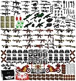 Weapon Pack 225 PCS Accessories Military Weapon Set Incl Helmet Body Armor Cloak and Motorcycles Designed for Minifigures Compatible with Minifigures of All Major Brands (SWAT Weapon)