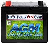 Electronicx - Batteria AGM U1 (9) 30 AH 330 A (EN) per tosaerba, attrezzi da giardino, batteria di avviamento, non necessita di manutenzione, tecnologia AGM, ermetica