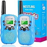 Nestling Walkie Talkie Bambini, Giocattoli per 3-12 Anni Ragazz, 8 Canali Radio Giocattolo a 2 vie Con Torcia LCD Retroilluminata Giocattoli All aperto al Coperto (1 Paio, Azzurro)