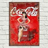 LBS4ALL Coca Cola Pin up girl Segni Targa in Metallo Alluminio Vintage Pub Tiki Bar Casa Cafe Wall Beer Retro Club