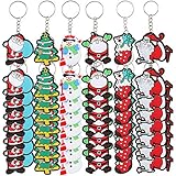 FLOFIA 48pz Portachiavi Natale Natalizio Giocattoli Portachiavi in PVC per Donna Uomo Bambini Portachiavi Regalo Ciondolo Ricordo per Bomboniere Festa Natale (6 Modelli)