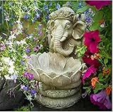 Ganesh Birdfeeder Statua in pietra ricostituita Buddha vintage orientale decorazione da giardino ornamento da giardino