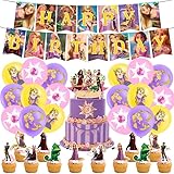Rapunzel, decorazione per compleanno, 32 pezzi, decorazione per cupcake, decorazione per feste di compleanno, decorazione per feste di compleanno, accessori per bambini
