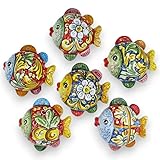 SICILIA BEDDA CAPACI Pesce Palla in Ceramica di Caltagirone, h 14 x 14 cm ca. (1pz) Decoro e Colore Casuale