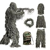 Bseical Ghillie Suit Sniper, Ghillie Suit Softair, Camouflage Caccia, Mimetica Cecchino Softair Combat Fotografia Pantaloni Giacca Set Foglie Filo Militare Abbigliamento (Foresta, Free)