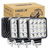 RIGIDON 4 Pcs Mini Faro da Lavoro Led, 3.3 Pollici 48W Spot Luci di Lavoro a Led, Fari di Profondità, Tripla Fila Barra Led Fuoristrada Per Auto Trattore Escavatore Camion SUV ATV 4x4,12V 24V 6000K