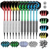 CareGames Freccette Punta in plastica,12pcs Freccette,24 Alette per Freccette,50 Punte Morbide di Freccette,Freccette Soft,Darts