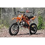 Mini Moto cross 50cc ruote 10" Miscela Moto enduro NCX (arancione) Cross mini Enduro Bimbi Moto benzina Minimoto Motocross mini doppio Freni a Disco Sistema sicurezza Anti Caduta