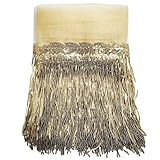 WANYIG Frange di Paillettes 5 Yards Lunghezza 20CM Larghezza, Taglio del Bordo a Frangia, nappa tagliato passamaneria per il fai da te, ornamento, vestito latino, accessorio per cucito (Oro chiaro)