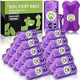 FAMKEEP 600 Pezzi Sacchetti Cane Cacca,24 Rotoli Dog Poop Sacchetti Dog Sacchetti di Rifiuti con Dispensers, Extra Spesso a Prova di Perdite Dog Poo Bags (Viola)