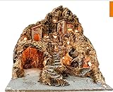 Ciesse PRESEPE in Legno E Sughero con RUSCELLO Illuminato L53XP48XH46