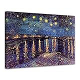 Bilderdepot24 tela immagine - Vincent van Gogh - Notte stellata sul Rodano 40x30cm - tela immagine Antichi Maestri Pittura Tela fotografica Immagine su tela