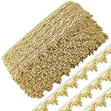 GORGECRAFT 20 Yards Metallic Braid Pizzo Trim Oro Fiore Modello Nastro di Pizzo Decorato Gimp Frangia Trim Nappa per Gioielli Fai Da Te Artigianato Matrimonio Costume Da Sposa Cucito Bouquet